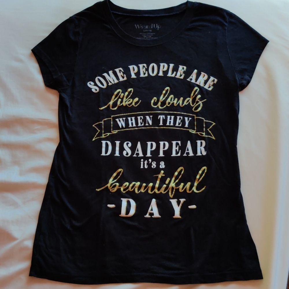 Women's Black Sparkly Sarcastic Print T Shirt